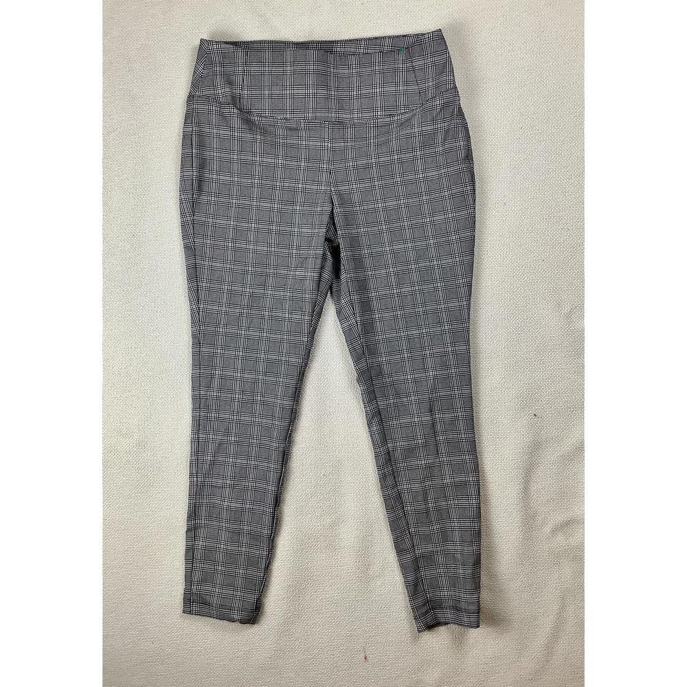 Worthington Petite pull-on skinny fit gray plaid trousers